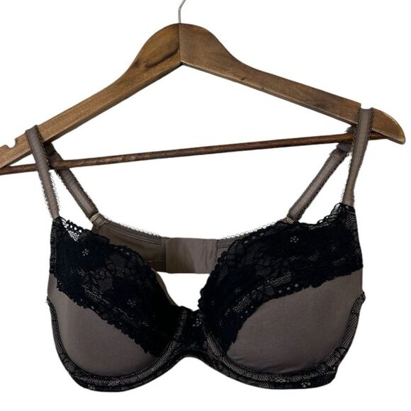Soma Roma Demi Brown Black Lace T Shirt Bra Size 34D Underwire - Picture 1 of 7